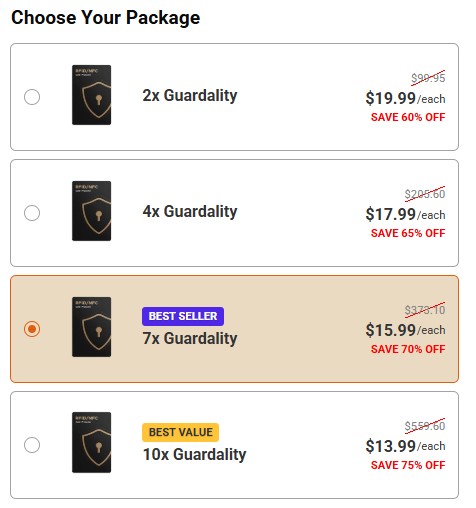 Guardality Safe Card Protection Price