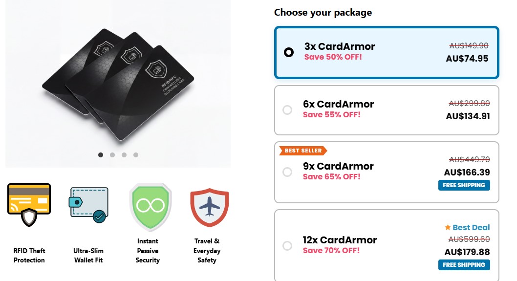 Card Armor Australia Price