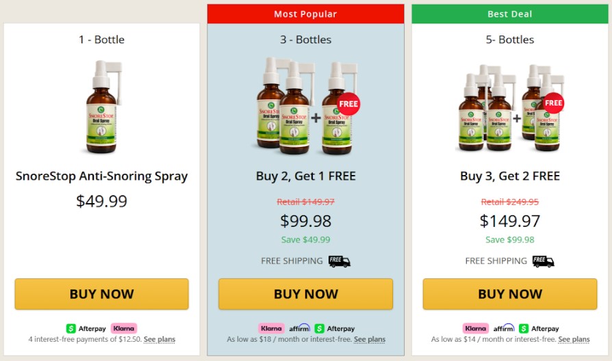 SnoreStop Spray Price