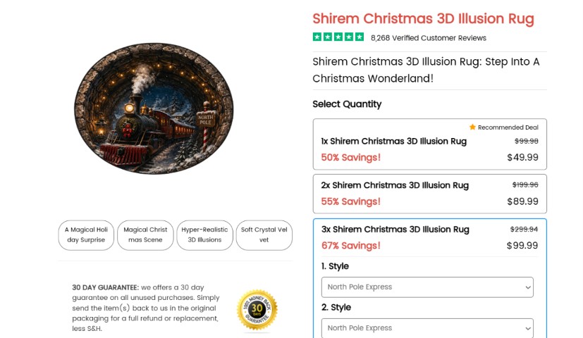 Shirem Christmas 3D Illusion Rug Price